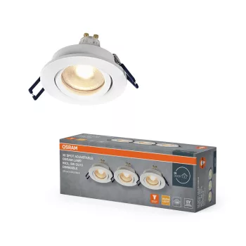   OSRAM beépíthető állítható spot lámpa, beltéri, fehér, GU10, alumínium, IP20, átmérő: 85 mm, 3 db-os szett, dimmelhető ( 4058075853478 )