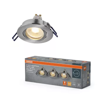   OSRAM beépíthető állítható spot lámpa, beltéri, szatén nikkel, GU10, alumínium, IP20, átmérő: 85 mm, 3 db-os szett, dimmelhető ( 4058075853492 )