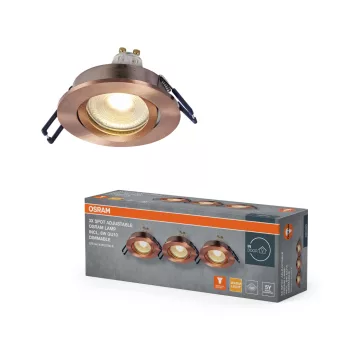   OSRAM beépíthető állítható spot lámpa, beltéri, vörösréz, GU10, alumínium, IP20, átmérő: 85 mm, 3 db-os szett, kattintásos dimmelhető ( 4058075853577 )