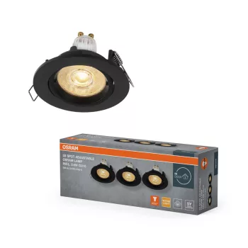   OSRAM csavaros rögzítésű beépíthető állítható spot lámpa, beltéri, homokfekete, GU10, alumínium, IP20, átmérő: 85 mm, 3 db-os szett ( 4058075853690 )