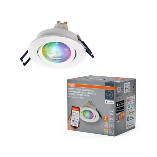 OSRAM SMART+ MATTER beltéri spot lámpa, GU10 foglalat, 4,7W, 2700–6500K állítható