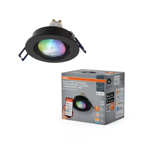 OSRAM SMART+ MATTER beltéri spot lámpa, GU10 foglalat, 4,7W, 2700–6500K állítható