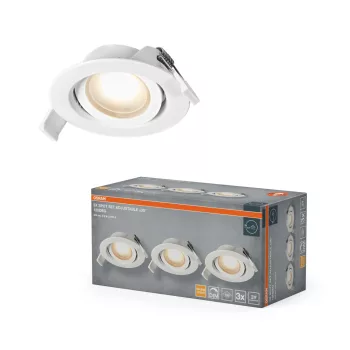   OSRAM beépíthető LED spot lámpa, beltéri, fehér, 220 lm, 4,9 W, 2700 K, alumínium és műanyag, IP20, átmérő: 90 mm, 3 db-os szett, dimmelhető ( 4058075853812 )
