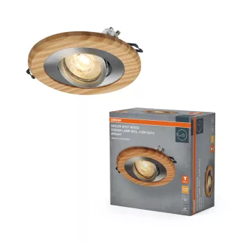   OSRAM Fa spot lámpa, beltéri, szatén nikkel, GU10, alumínium és fa, IP20, átmérő: 120 mm ( 4058075854031 )