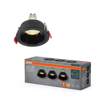   OSRAM beépíthető fém műanyag spot lámpa, beltéri, fekete, GU10, acél és műanyag, IP20, átmérő: 35 mm, 3 db-os szett ( 4058075854130 )