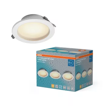   OSRAM LED keskeny beépíthető downlight IP44, beltéri / fedett kültéri, fehér, 550 lm, 8 W, 3000 K, acél, IP44, átmérő: 116 mm, 3 db-os szett ( 4058075854338 )