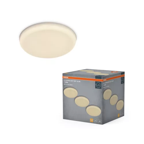 OSRAM LED downlight keskeny rugalmas furatméretű, beltéri, fehér, 1400 lm, 18 W, 3000 K, acél, IP20, átmérő: 173 mm, 3 db-os szett ( 4058075854390 )