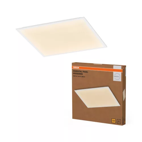 OSRAM Essentials beltéri LED panel, 36W, 3000K meleg fehér, 3200lm, IP20, fehér, prémium világítás