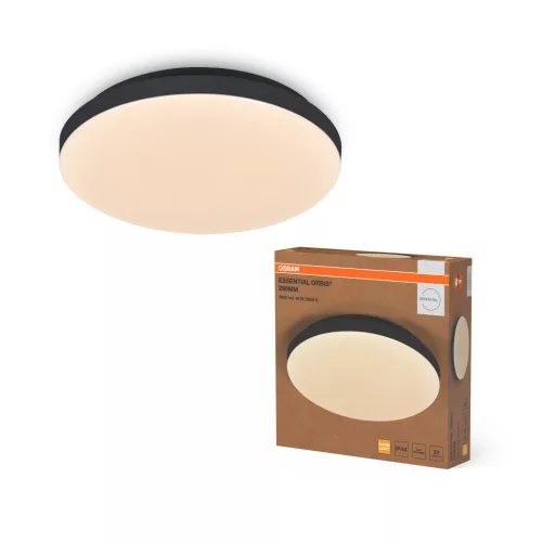 OSRAM Essential Orbis kerek LED fürdőszobai / előszobai oldalfali lámpa, beltéri / fedett kültéri, fekete, 1200 lm, 18 W, 3000 K, fém, IP44, átmérő: 285 mm ( 4058075855021 )