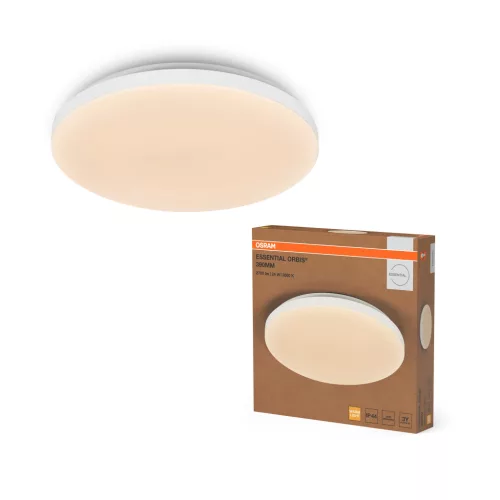 OSRAM Essential Orbis kerek LED fürdőszobai / előszobai mennyezeti lámpa, beltéri / fedett kültéri, fehér, 1700 lm, 24 W, 3000 K, fém, IP44, átmérő: 385 mm ( 4058075855083 )