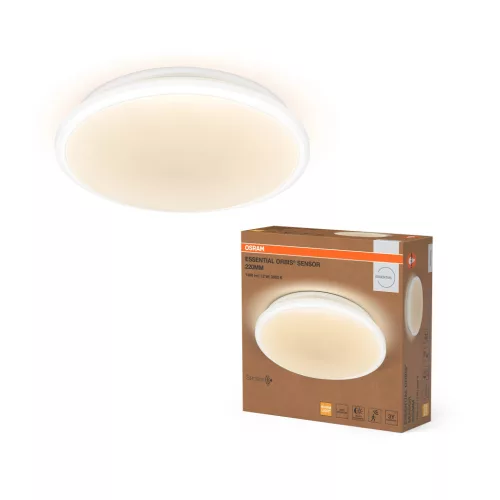 OSRAM Essential Orbis kerek LED oldalfali lámpa műanyag gyűrűvel, mozgásérzékelővel, beltéri, fehér, 900 lm, 12 W, 3000 K, ABS, IP20, átmérő: 230 mm ( 4058075855106 )