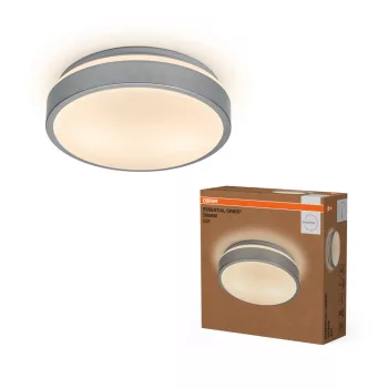   OSRAM Essentials Orbis kerek mennyezeti lámpa, beltéri, ezüst, 2 × E27, fém, IP20, hossz: 95 mm, átmérő: 280 mm ( 4058075855267 )