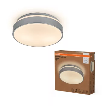   OSRAM Essentials Orbis kerek mennyezeti lámpa, beltéri, ezüst, 3 × E27, fém, IP20, hossz: 105 mm, átmérő: 385 mm ( 4058075855328 )