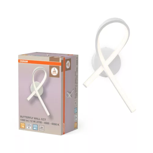 OSRAM Dekor Pillangó LED oldalfali lámpa, beltéri, fehér, 900 lm, 12 W, 2700 K / 4000 K / 6000 K, alumínium, IP20, hossz: 340 mm ( 4058075856721 )