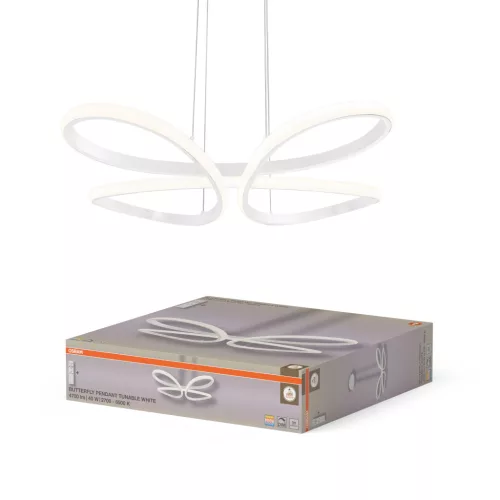 OSRAM Dekor Pillangó LED függő lámpa, beltéri, fehér, 3100 lm, 40 W, 2600–6000 K, alumínium, IP20, hossz: 1800 mm, távirányítóval dimmelhető ( 4058075856769 )