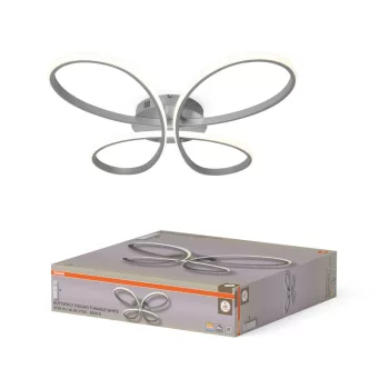   OSRAM Dekor Pillangó LED mennyezeti lámpa, beltéri, ezüst, 2500 lm, 40 W, 2600–6000 K, alumínium, IP20, magasság: 540 mm, távirányítóval dimmelhető ( 4058075856783 )