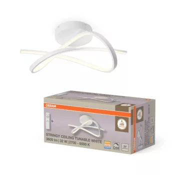   OSRAM Dekor Zsineg LED mennyezeti lámpa, beltéri, fehér, 2100 lm, 32 W, 2600–6000 K, alumínium, IP20, magasság: 520 mm, távirányítóval dimmelhető ( 4058075856882 )