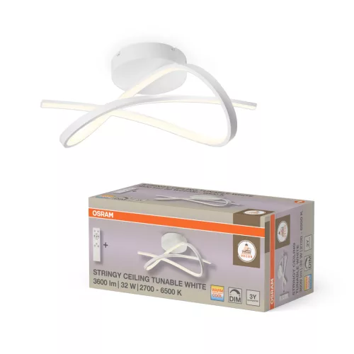 OSRAM Dekor Zsineg LED mennyezeti lámpa, beltéri, fehér, 2100 lm, 32 W, 2600–6000 K, alumínium, IP20, magasság: 520 mm, távirányítóval dimmelhető ( 4058075856882 )