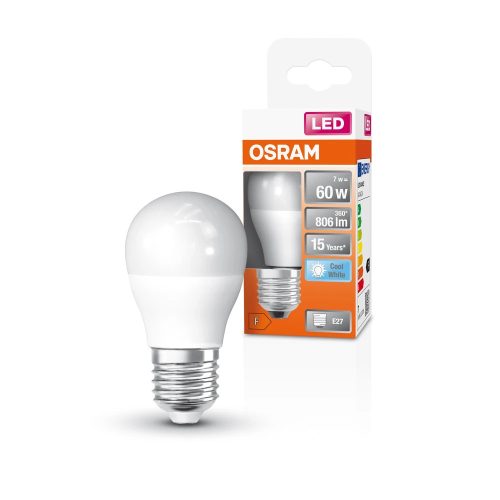 OSRAM Star LED izzó kisgömb forma, matt búra, E27 foglalat, 6,5W, 806lm, 4000K semleges fehér