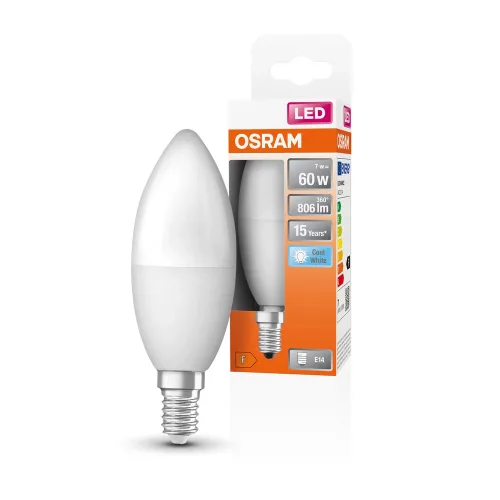 OSRAM Star LED gyertya izzó matt plasztik búra, E14 foglalat, 7,5W, 806lm, 4000K semleges fehér fény