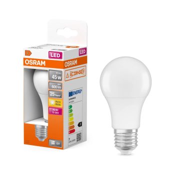 OSRAM Superstar+ LED izzó, classic forma, matt búra, E27 foglalat, 6,5W, 600lm, 2700K meleg fehér