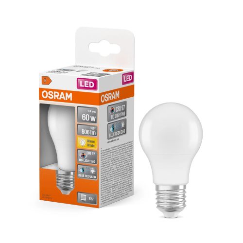 OSRAM Superstar+ LED izzó, classic forma, matt búra, E27 foglalat, 9,4W, 806lm, 2700K meleg fehér