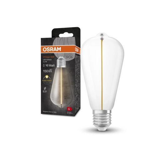 OSRAM Vintage 1906 LED Edison izzó, átlátszó üveg búra, E27 foglalat, 2,2W, 150lm, 2700K, filament