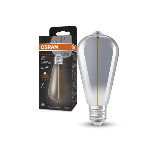 OSRAM Vintage 1906 LED Edison izzó, füst üveg búra, E27 foglalat, 2,2W, 60lm, 1800K, filament