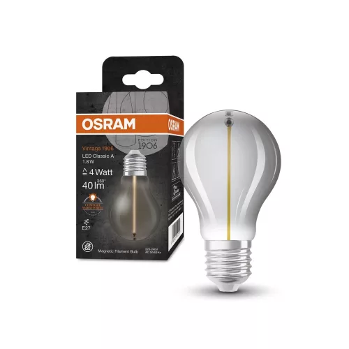 OSRAM Vintage 1906 LED izzó, classic forma, füst üveg E27, 1,8W, 40lm, 1800K extra meleg fehér