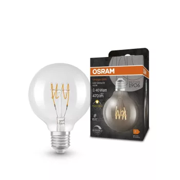 OSRAM Vintage 1906 LED globe izzó, átlátszó üveg búra, E27 foglalat, 4,8W, 2700K, 470lm
