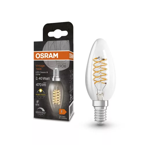 OSRAM Vintage 1906 dimmelhető LED gyertya izzó, üveg, E14 foglalat, 4,8W, 470lm, 2700K