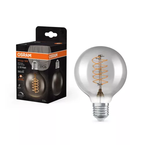 OSRAM Vintage 1906 LED Globe izzó füst üveg búra, E27 foglalat, 7,8W, 1800K, 360lm, 80mm átmérő