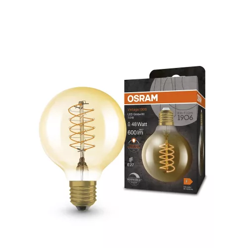 OSRAM Vintage 1906 LED Globe izzó arany üveg, E27 foglalat, 7W, 2200K, 600lm, 80mm átmérő