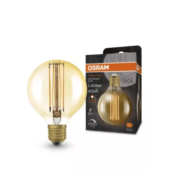 OSRAM Vintage 1906 LED Globe izzó arany üveg, E27 foglalat, 5,8W, 2200K, 470lm, 80mm átmérő