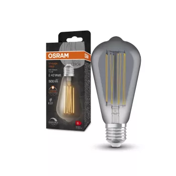 OSRAM Vintage 1906 dimmelhető LED izzó Edison forma, füst üveg E27, 11W, 500lm, 1800K extra meleg