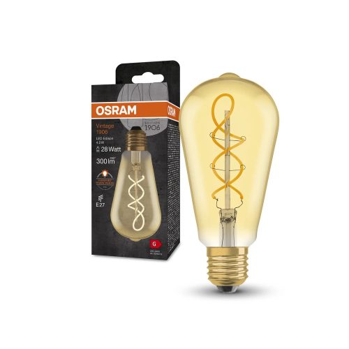 OSRAM Vintage 1906 LED Edison izzó, arany üveg búra, E27 foglalat, 4W, 300lm, 2000K, meleg