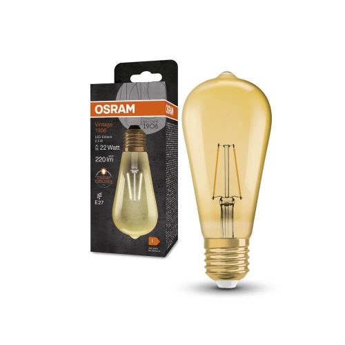 OSRAM Vintage 1906 LED Edison izzó, arany üveg búra, E27 foglalat, 2,5W, 220lm, 2400K, extra