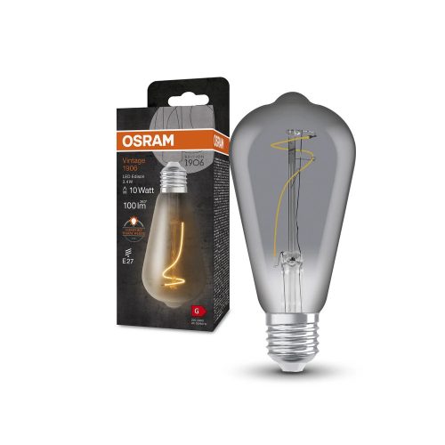 OSRAM Vintage 1906 LED Edison izzó, füst üveg búra, E27 foglalat, 3,4W, 100lm, 1800K, extra meleg