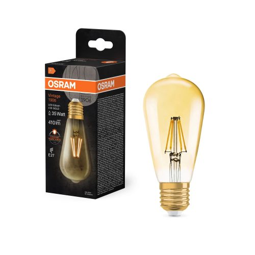 OSRAM Vintage 1906 LED Edison izzó, arany üveg búra, E27 foglalat, 4W, 410lm, 2400K, extra