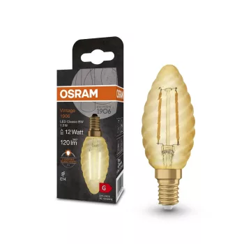 OSRAM Vintage 1906 LED gyertya forma, üveg búra, arany E14, 1,5W, 120lm, 2400K extra meleg fehér