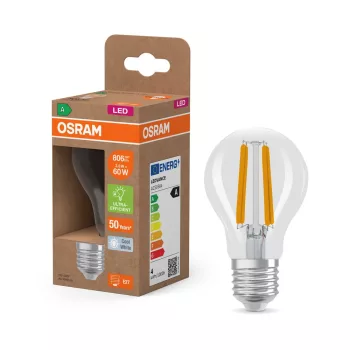 OSRAM Superstar+ LED classic izzó, üveg búra, E27 foglalat, 3,8W, 806lm, 4000K semleges, filament