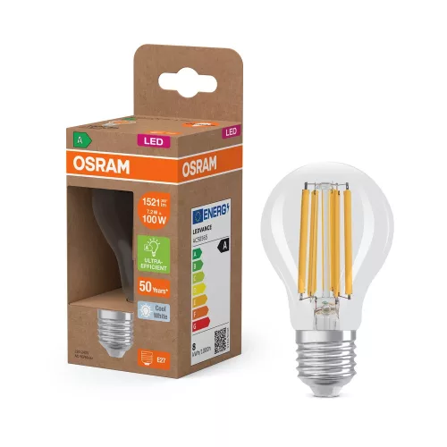OSRAM Superstar+ LED classic izzó, üveg búra, E27 foglalat, 7,2W, 1521lm, 4000K, filament