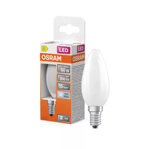 OSRAM Star LED gyertya izzó matt plasztik búra, E14 foglalat, 5,9W, 806lm, 4000K semleges fehér fény