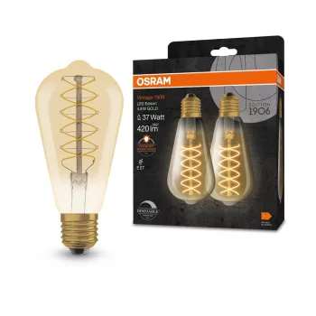 OSRAM Vintage 1906 dimm. LED Edison forma, üveg, átlátszó arany E27, 4,8W, 420lm, 2200K extra meleg 