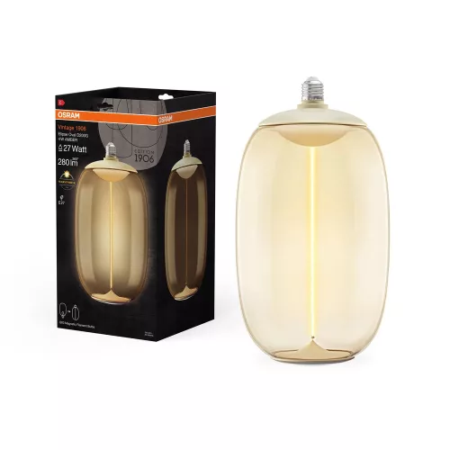OSRAM Vintage 1906 LED izzó, ellipszoid forma, üveg búra, E27, 4W, 280lm, 2700K meleg fehér filament