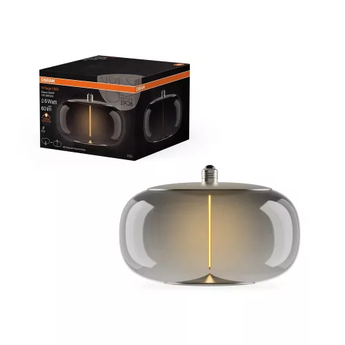 OSRAM Vintage 1906 LED, ellipszoid forma, üveg búra, füst E27, 4W, 60lm, 1800K extra meleg fehér