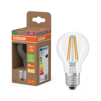 OSRAM Superstar+ LED classic izzó, üveg búra, E27 foglalat, 3,8W, 806lm, 2700K meleg, filament