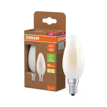 OSRAM Superstar+ LED gyertya izzó, matt plasztik búra, E14 foglalat, 2,2W, 470lm, 2700K, meleg 2db