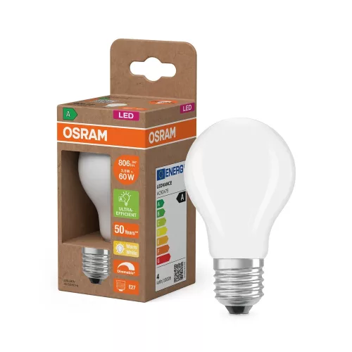 OSRAM Superstar+ dimmelhető LED classic izzó, matt búra, E27 foglalat, 3,8W, 806lm, 2700K, meleg