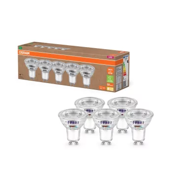 OSRAM Superstar+ LED izzó spot forma (PAR16), GU10 foglalat, 2W, 360lm, 2700K meleg fehér 5db